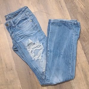Distressed Bootcut Jeans